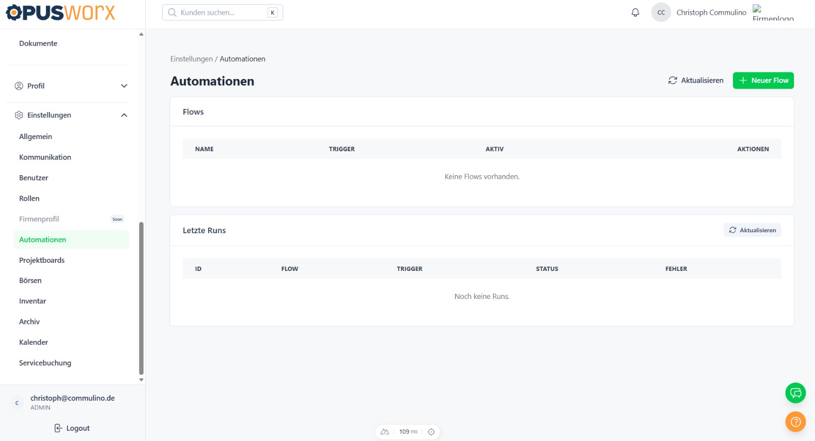 Automationen – Übersicht der Flows
