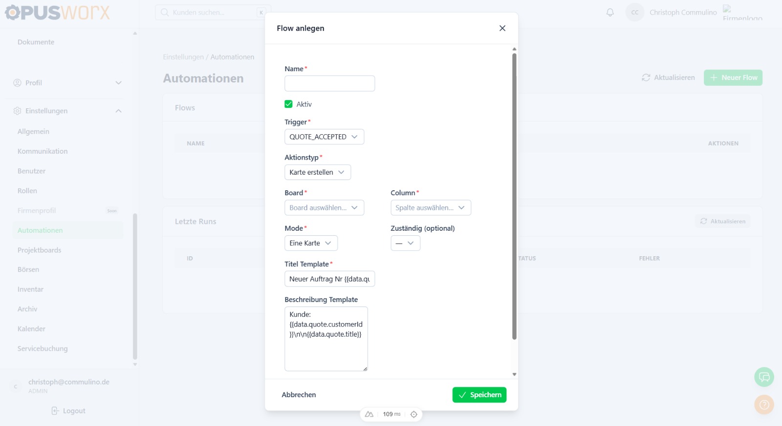 Automationen – Flow anlegen mit Trigger und Aktion