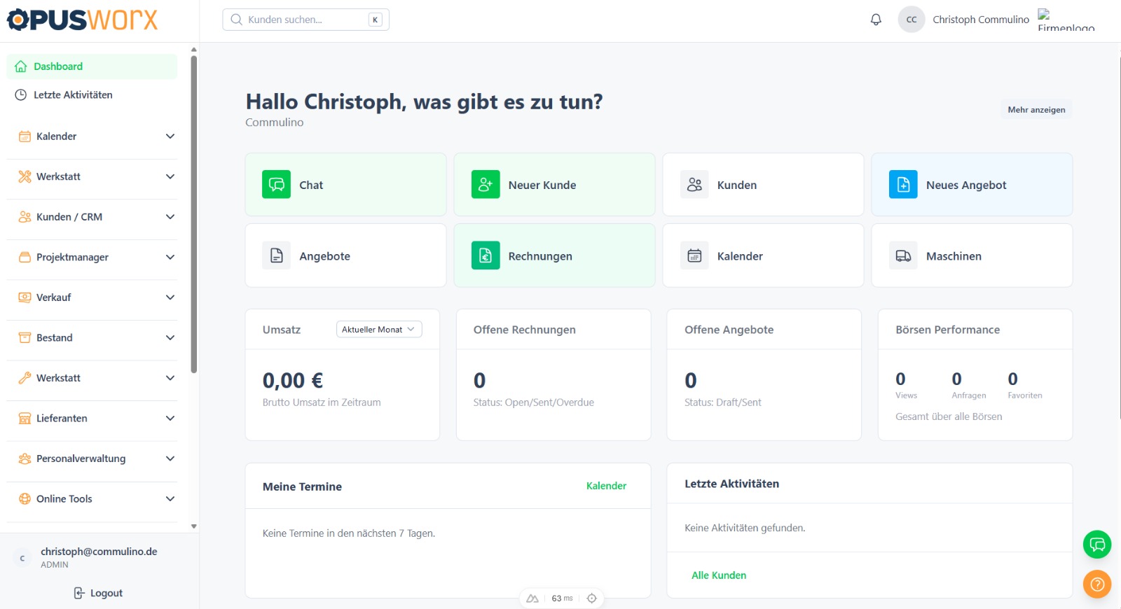 Dashboard – Übersicht und Schnellzugriffe